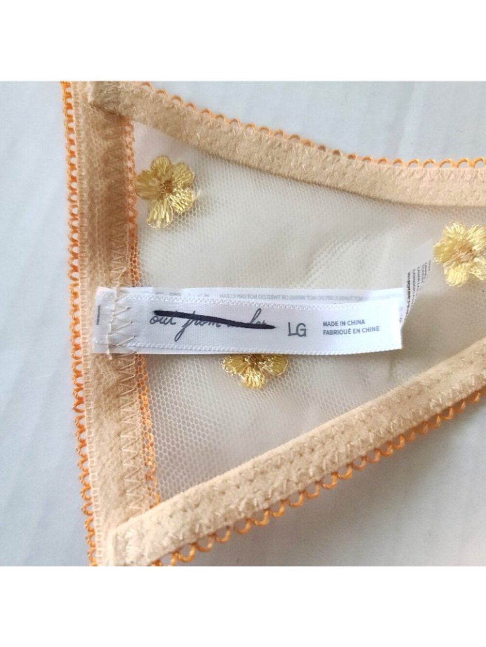 Urban Outfitters Out From Under Embroidered Sheer Thong Panty L Orange Sexy NWOT - Picture 2 of 8